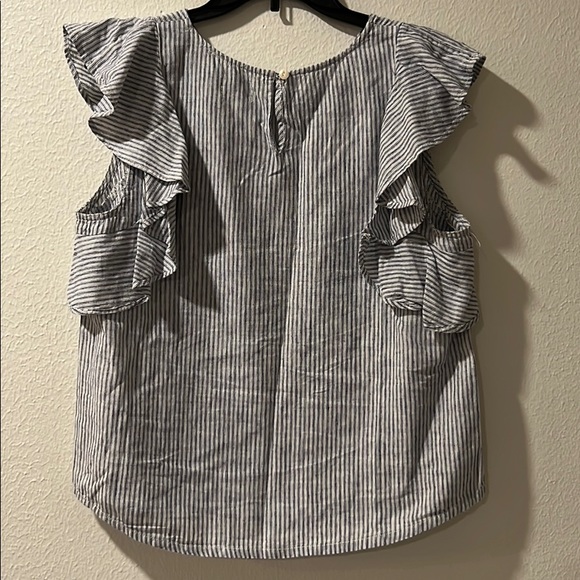 J. Crew striped top with ruffle sleeves - Picture 2 of 6